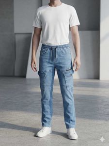 Stylish Blue Cargo Jeans