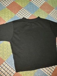 Solid Black Mock Neck T-Shirt