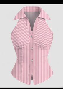 Pink Striped Halter Neck Top