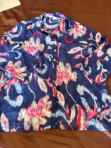 Boho Floral Print Button-Up Shirt