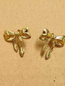 Chic Gold Bow Stud Earrings