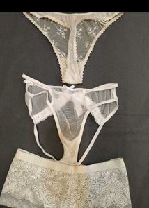 Sheer Lace Thong &amp; Brief Set