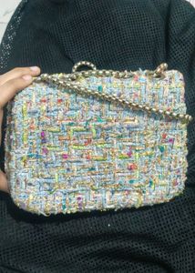 Cute Tweed Floral Chain Bag