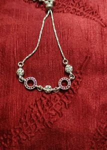 Charming pure Silver Bracelet with Red Stones