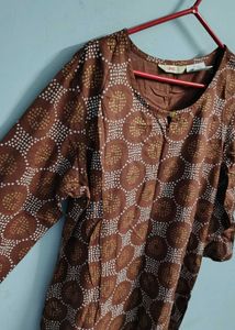 Brown Printed Kurta short college wear women xl
