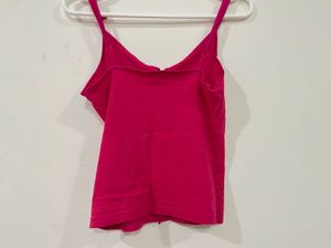 Y2K Hot Pink Tie-Front Cami Top