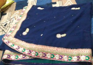 navy blue saree