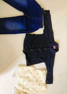 3 Combo Blue Floral Cotton Kurta Pajama Set