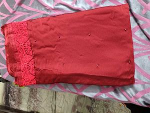 Elegant Red Embellished Silk Saree