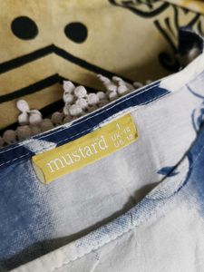 Mustard Women Blue &amp; White Printed Cotton Suit