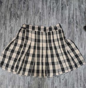 Pleated Plaid Mini Skirt