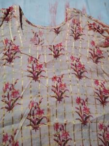 Light Pink Floral Print Kurta with salwar