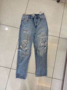 Distressed Light Wash Mom Jeans