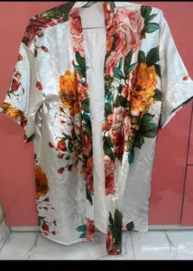 Floral Print Satin Robe