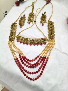 Stunning Red Kunda  Jewellery Set