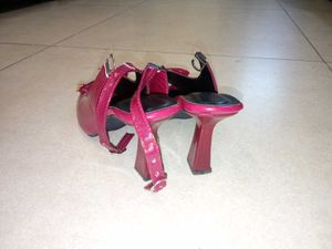 Shiny Red Slingback Heels with Bow