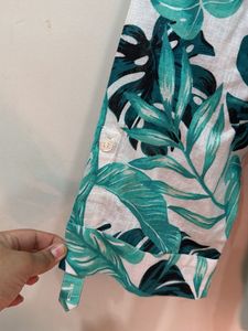 Tropical Leaf Print Tunic Top