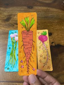 Handmade Vegetable Art Bookmarks (Set of 3)