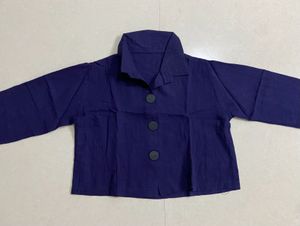 Cropped Navy Blue Shirt