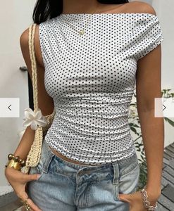 Chic Polka Dot Ruched Top