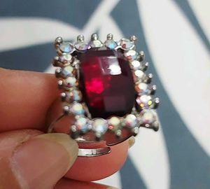 Stunning Red Gem Ring with Sparkly Accents
