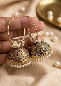 Traditional Pearl Jhumka Earrings ✨