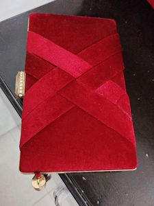 Elegant Red Velvet Clutch Bag