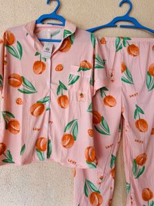 Cute Peach Print Pajama Set