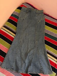 Blue Denim Maxi Skirt y2k
