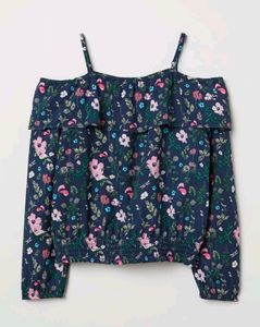 H&amp;M Floral Cold Shoulder Top