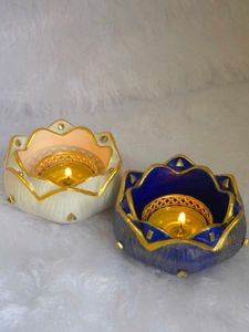 Elegant Lotus Design Candle Holders Set of 2
