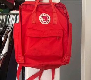 Kanken Fjallraven red backpack