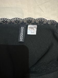 H&amp;M Black Lace Trim Cami Top (M)