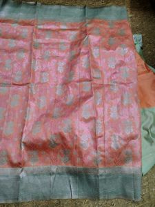Elegant Pink Floral Saree with contrast blouse