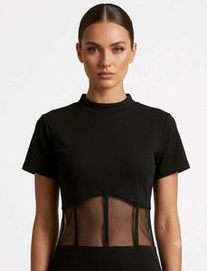 Chic Black Sheer Panel Mini Dress(medium)