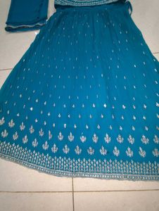 Stunning Teal Embroidered Lehenga Set