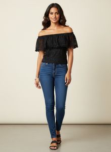 Black Off-Shoulder Lace Top