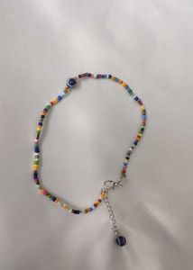 Black Beaded anklet with Flower Charms