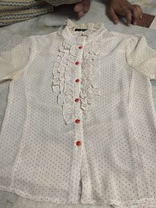 Chic Ruffled Polka Dot Blouse