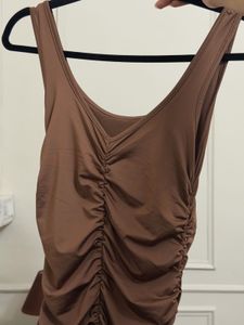 Urbanic Ruched Bodycon Brown Dress