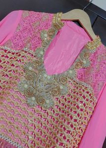 Pink Partywear Kurti For 42 Bust