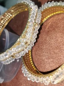 Elegant Crystal &amp; Gold Bangles