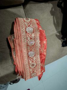 Vibrant Orange Embroidered Saree
