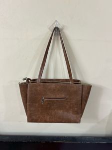 Stylish Brown Faux Croc Handbag