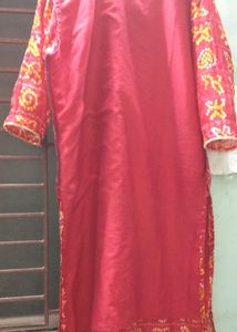 Red Kota Cotton Bandhni Single Kurti