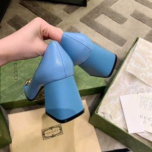 Gucci Blue Horsebit Leather Heels