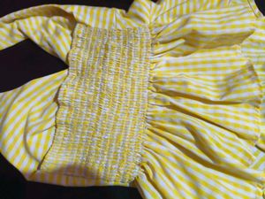 Yellow Gingham Tie-Front Top