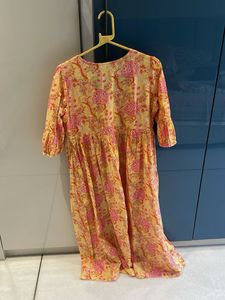 Yellow Floral Print Midi Dress