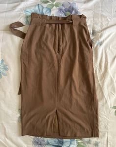 UCB Brown Belted Paperbag Waist Skirt