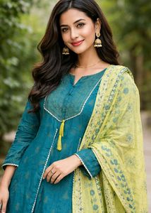 Teal Anarkali Suit with Dupatta